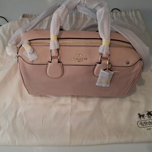 Coach Blush Leather Satchel with Gold Accents